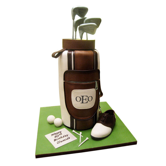 Exquisite Golf Bag Initial Cake